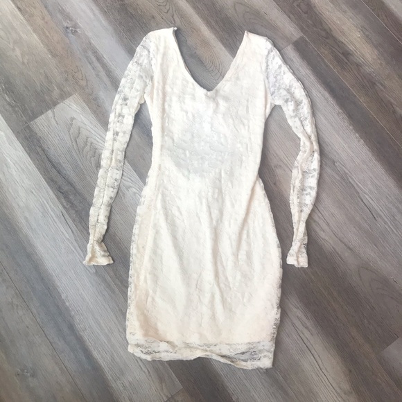 Cream lace overlay minidress